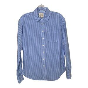 American Eagle Boyfriend Fit Blue Stripe Button Down Shirt XS